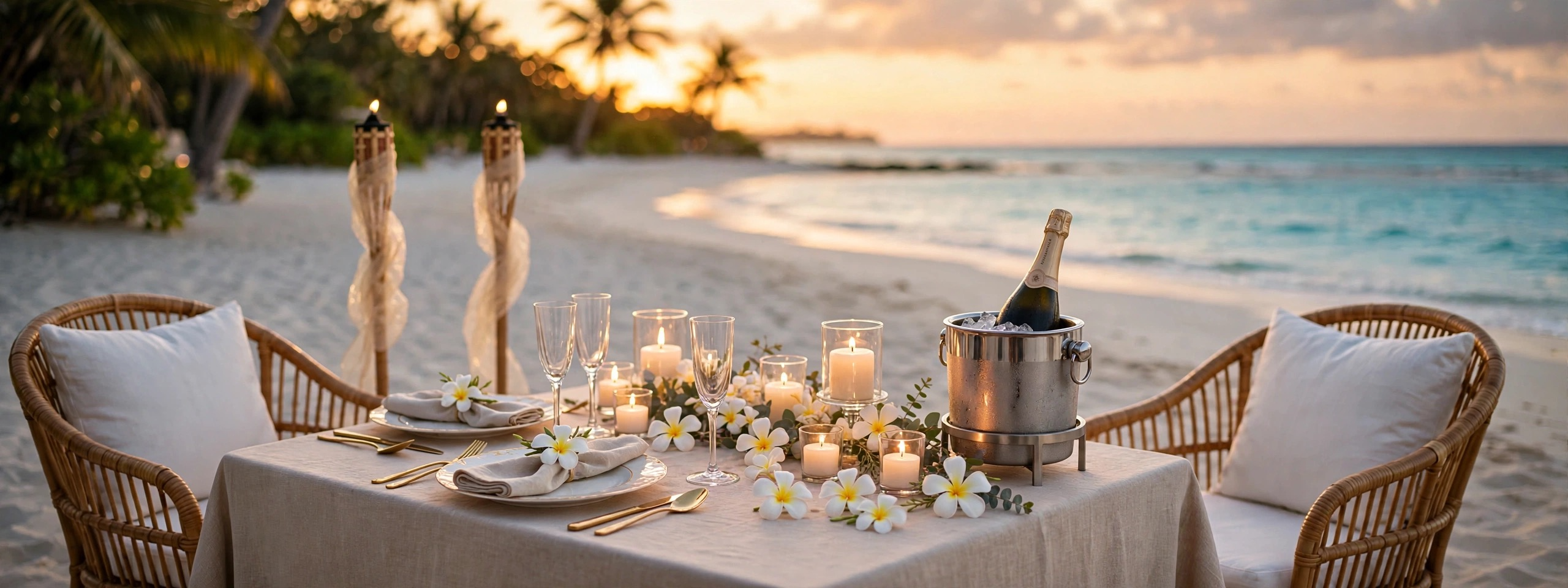 Romantisches Arrangement am Strand